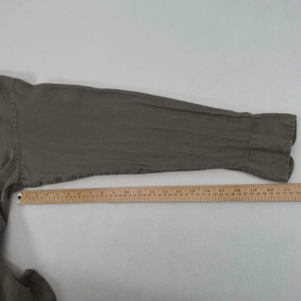 Banana Republic Shirt Irish Linen Brown Medium Mens Long Sleeve Coastal Safari M